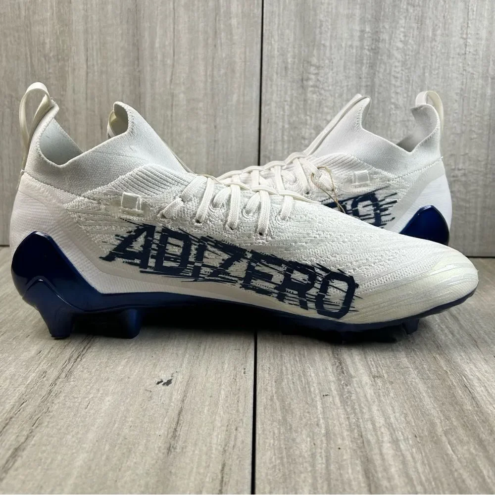 NEW Adidas Adizero Primeknit Football Cleats‎ White Navy gv9624 Mens Size 13